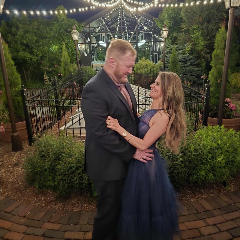 Millau Blue One-Shoulder Cocktail Tulle Dress - Picture 3 of 5